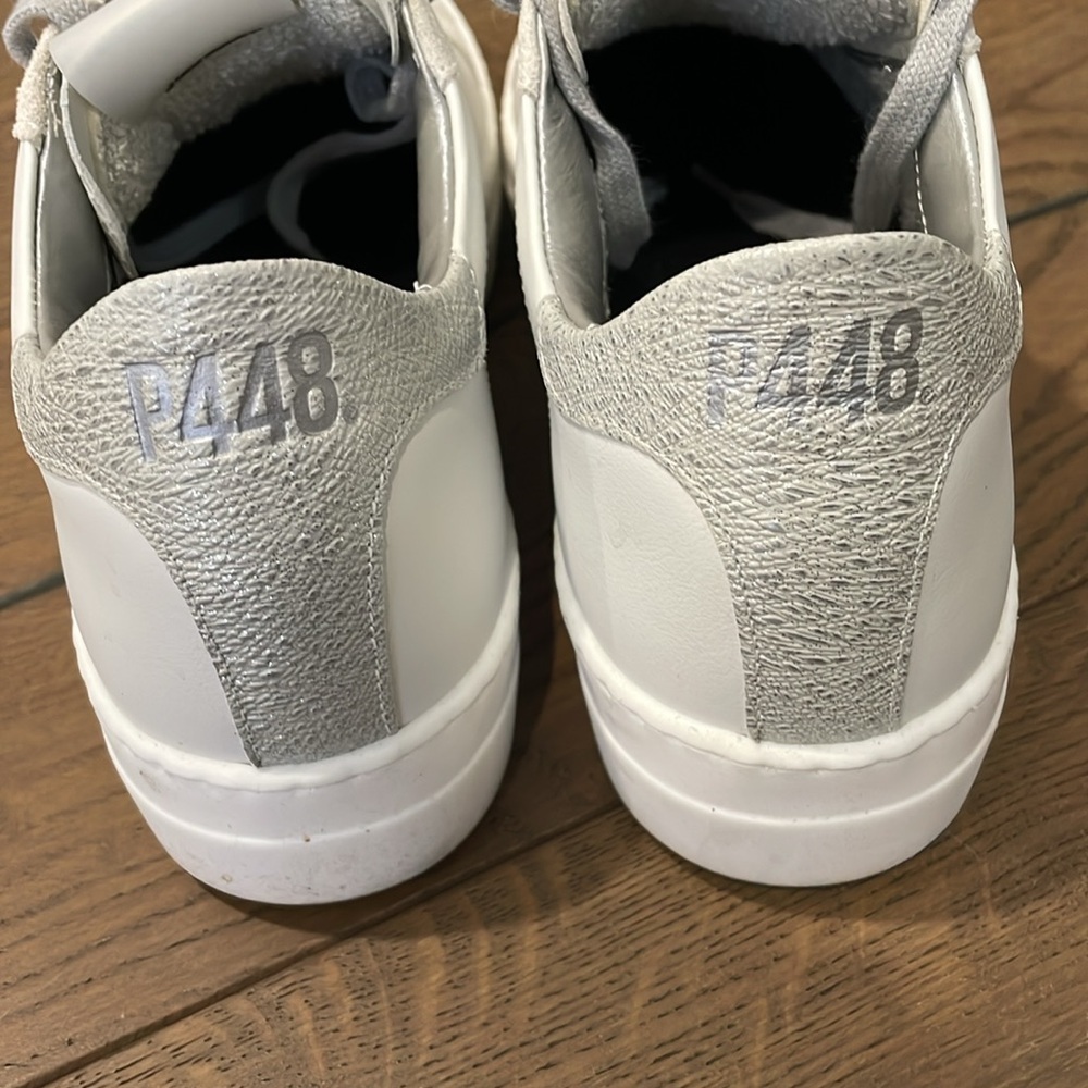 P448 Thea Platform Sneakers  White Suede Silver Size 39 - Picture 4 of 9